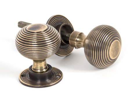 Aged Brass Heavy Beehive Mortice/Rim Knobs