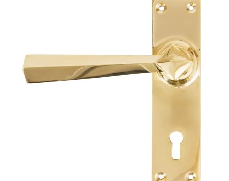 Polished Brass Straight Lever Lock Set